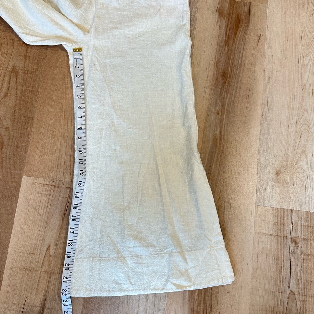 Anthropologie Button Front Belted Wide Leg Crop Jumpsuit Cream Size 00 Linen - Picture 8 of 16